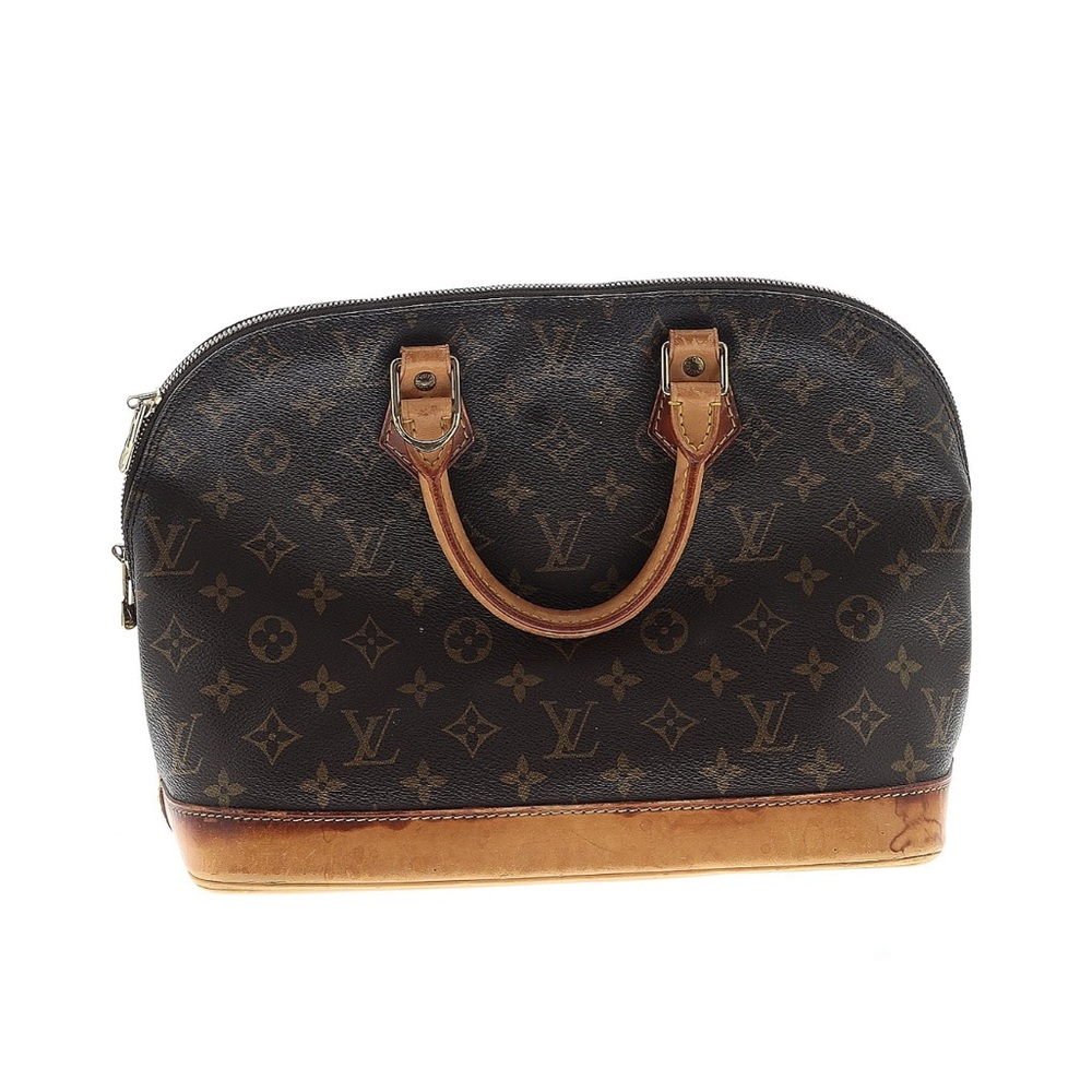 Authentic Louis Vuitton Black and Tan Monogram Alma mm Satchel